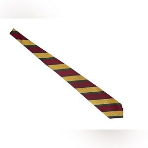 VINTAGE Polo Ralph Lauren Maroon, Gold & Green Diagonal Stripe Silk Tie